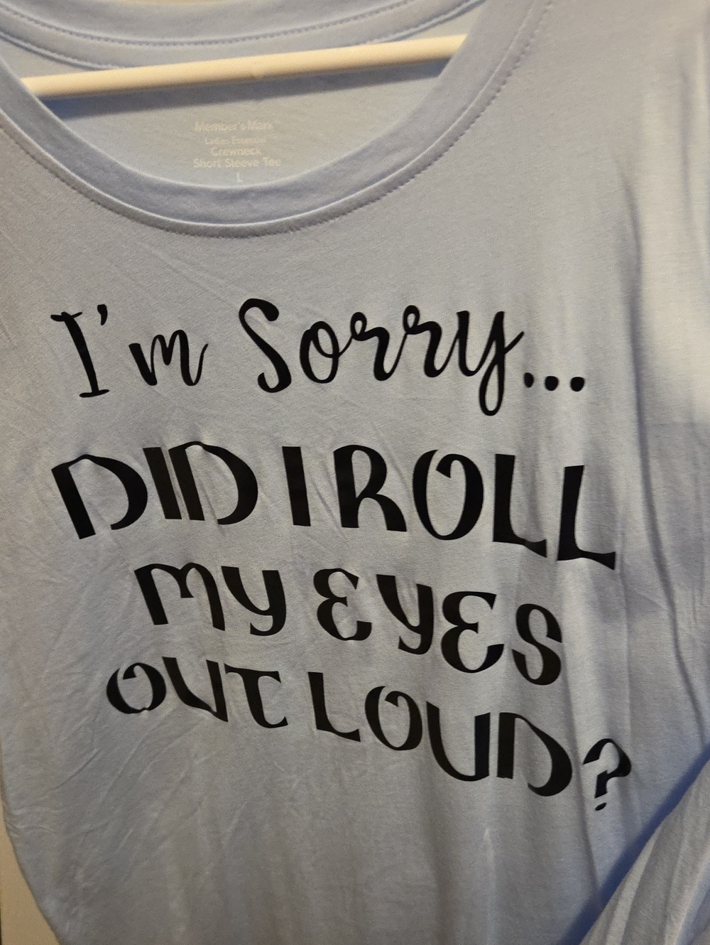 I'm Sorry Short Sleeve Tee - Light Blue with Black Print
